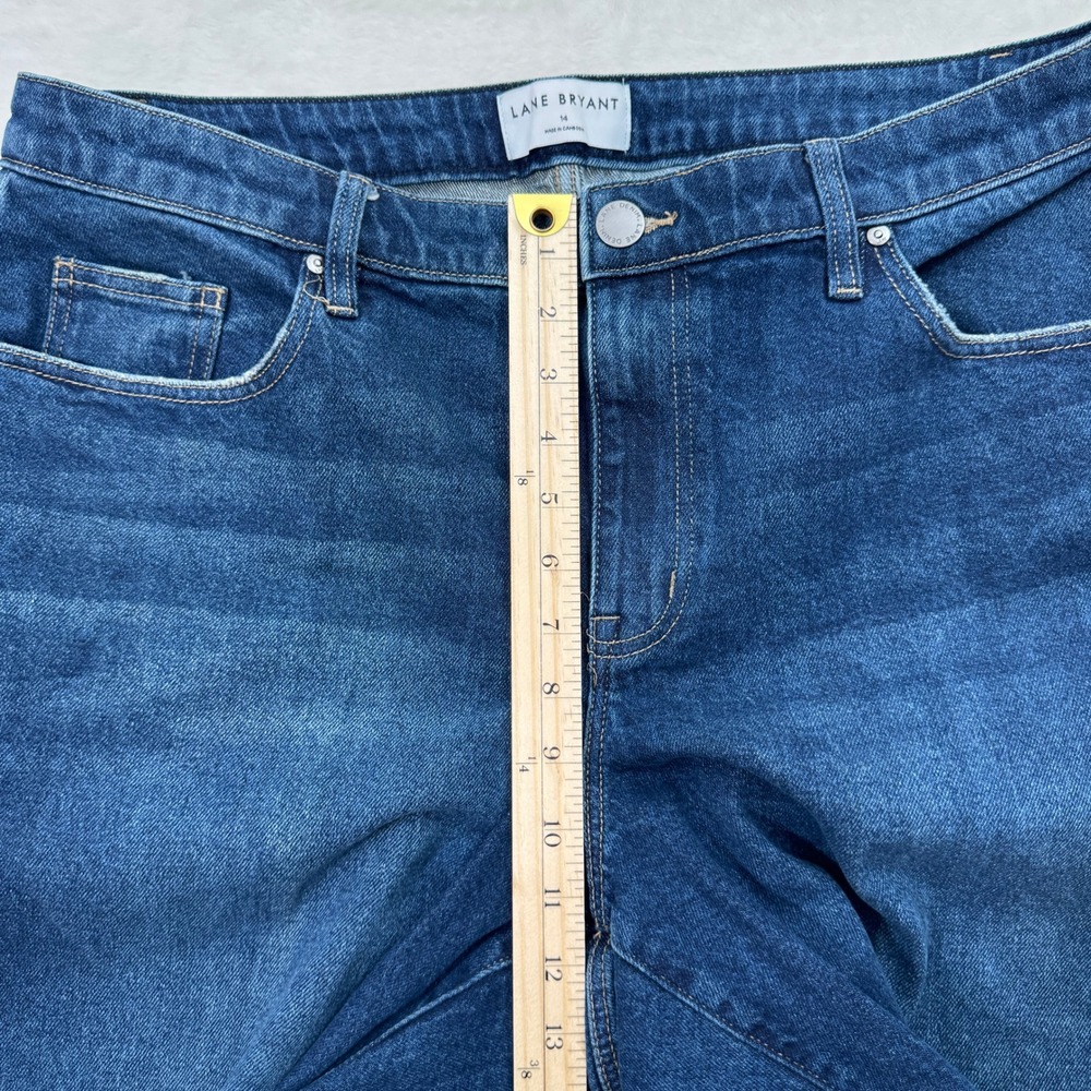Lane Bryant Jeans Womens 14 Blue Boyfriend Capri Mid Rise Dark Wash Stretch - Picture 4 of 13